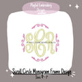 Circle Scroll Monogram Frame Design, Scroll Monogram Frame for Machine Embroidery
