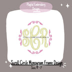 Circle Scroll Monogram Frame Design, Scroll Monogram Frame for Machine Embroidery