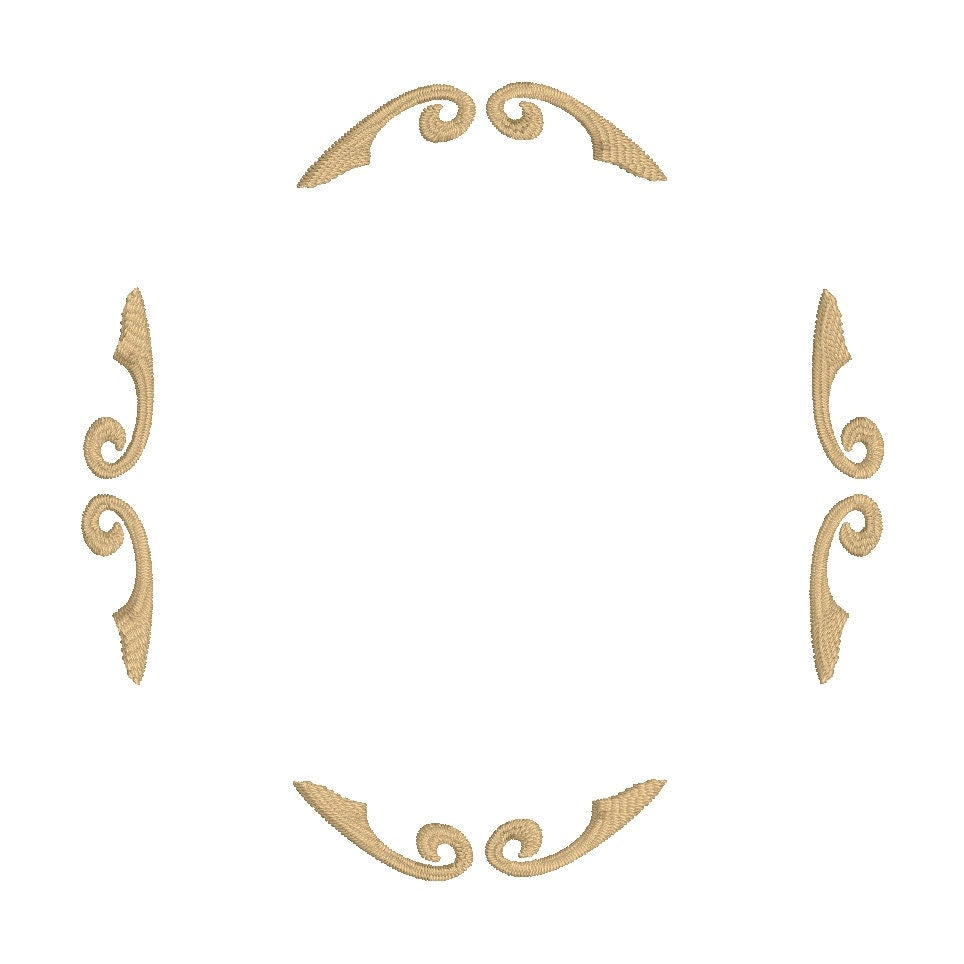 Circle Scroll Monogram Frame Design, Scroll Monogram Frame for Machine Embroidery