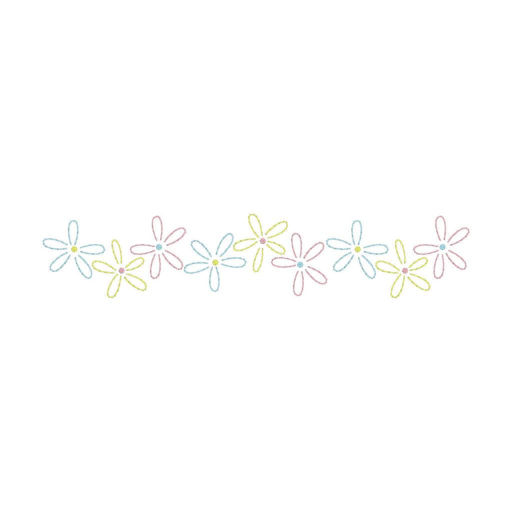 Daisy Line Machine Embroidery Design, Floral Embroidery Design, Flower Line Embroidery Design, Vintage Inspired Floral Embroidery Design