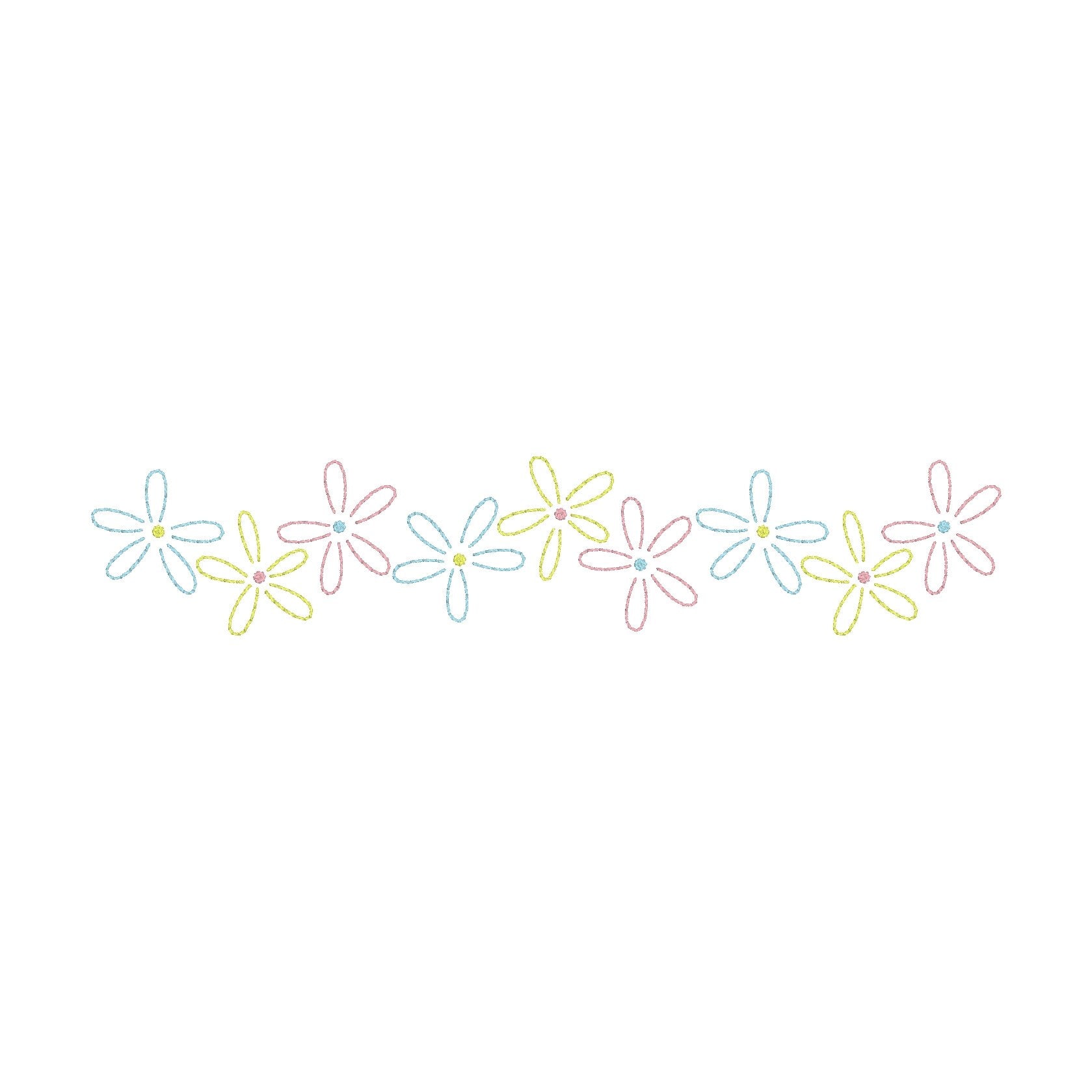 Daisy Line Machine Embroidery Design, Floral Embroidery Design, Flower Line Embroidery Design, Vintage Inspired Floral Embroidery Design