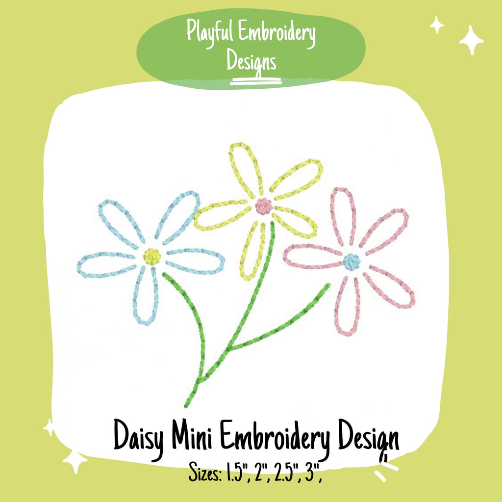 Daisy Mini Machine Embroidery Design, Vintage Inspired Daisy bouquet Design, Quick Stitch Flower Mini
