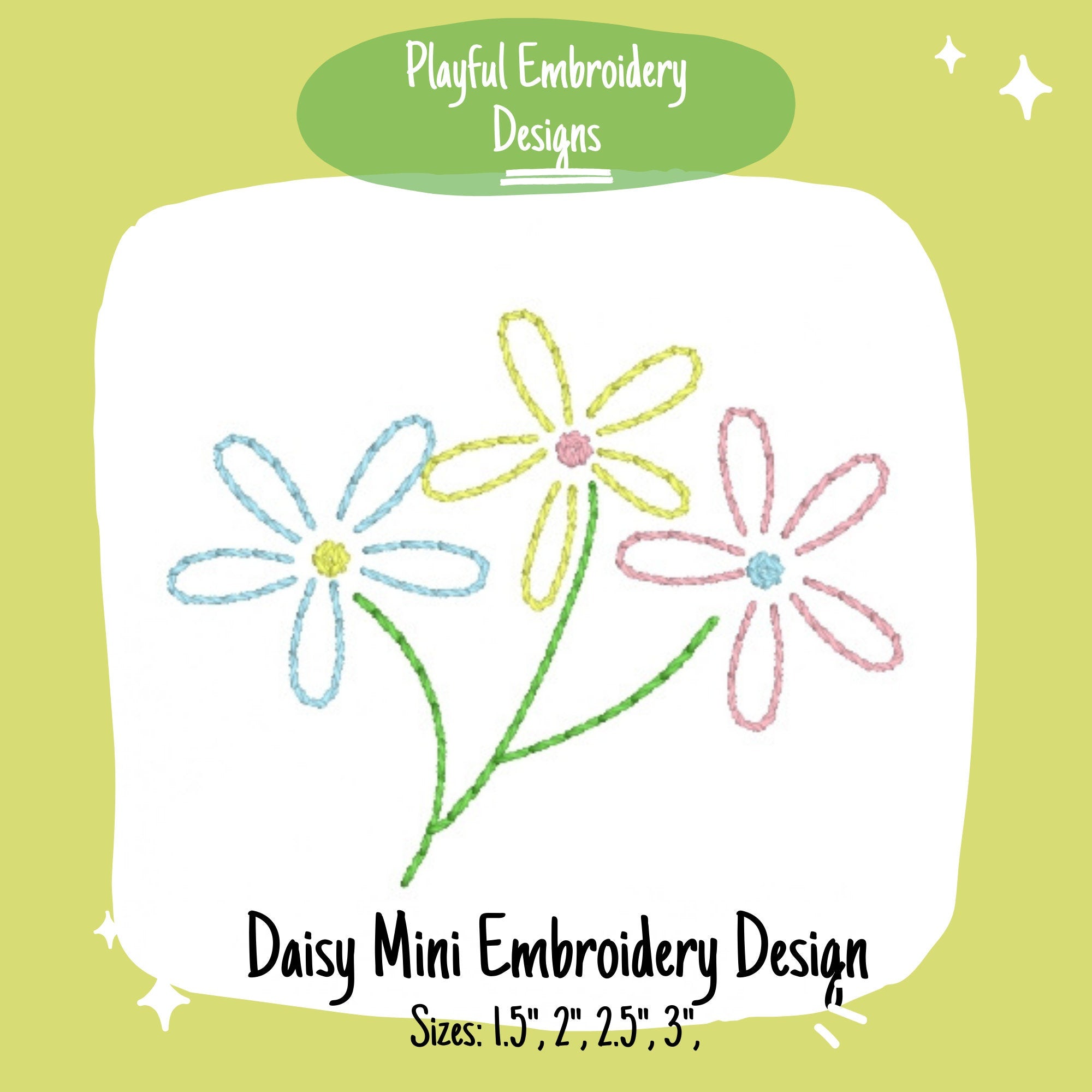 Daisy Mini Machine Embroidery Design, Vintage Inspired Daisy bouquet Design, Quick Stitch Flower Mini