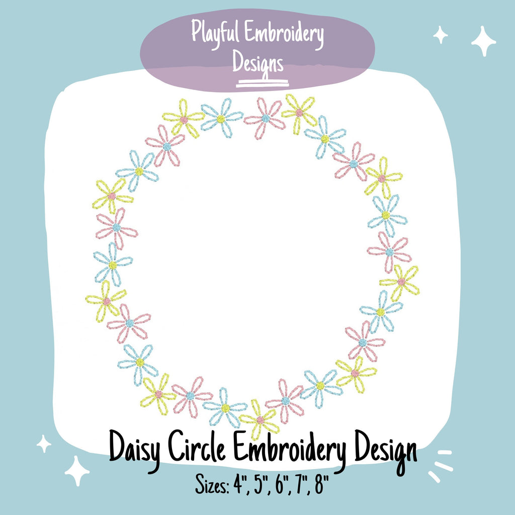 Daisy Circle Frame Machine Embroidery Design, Floral Frame Embroidery Design, Flower Frame Embroidery Design, Vintage Inspired Floral Frame