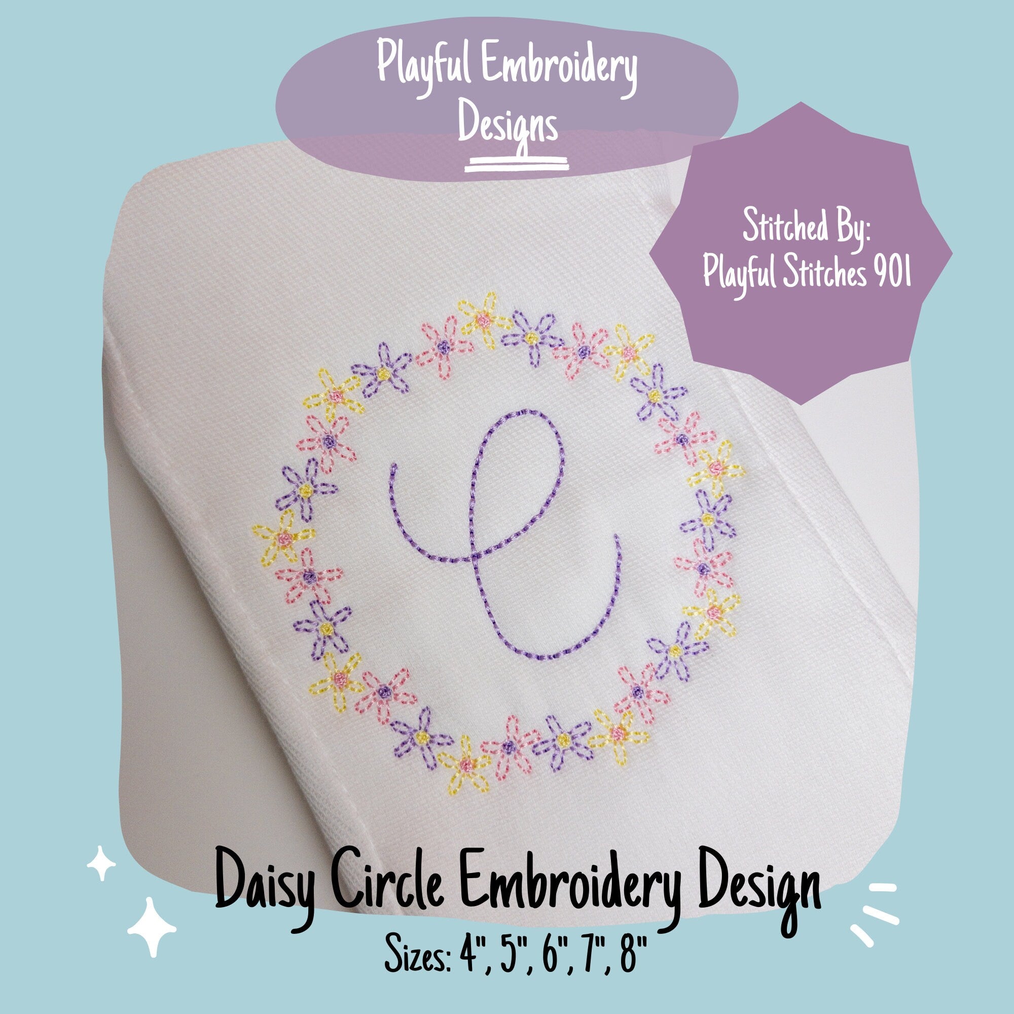 Daisy Circle Frame Machine Embroidery Design, Floral Frame Embroidery Design, Flower Frame Embroidery Design, Vintage Inspired Floral Frame
