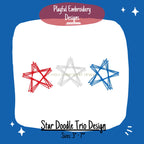 Star Doodle Machine Embroidery Design, Bean Stitch Star Design, Quick Stitch Star Embroidery Design, Scribble Star Trio Embroidery Design