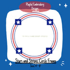 Stars and Stripes Circle Monogram Frame Design, Patriotic Monogram Frame for Machine Embroidery, Star Circle Frame Design
