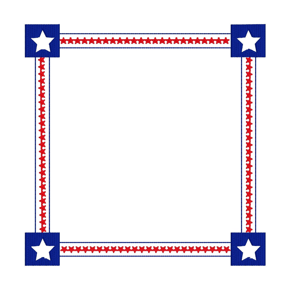 Stars and Stripes Square Monogram Frame Design, Patriotic Monogram Frame for Machine Embroidery, Star Square Frame Design