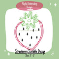 Strawberry Scribble Embroidery Design, Quick Stitch Strawberry Doodle Machine Embroidery Design, Strawberry Design, Scribble Fruit Design
