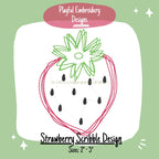 Strawberry Scribble Embroidery Design, Quick Stitch Strawberry Doodle Machine Embroidery Design, Strawberry Design, Scribble Fruit Design