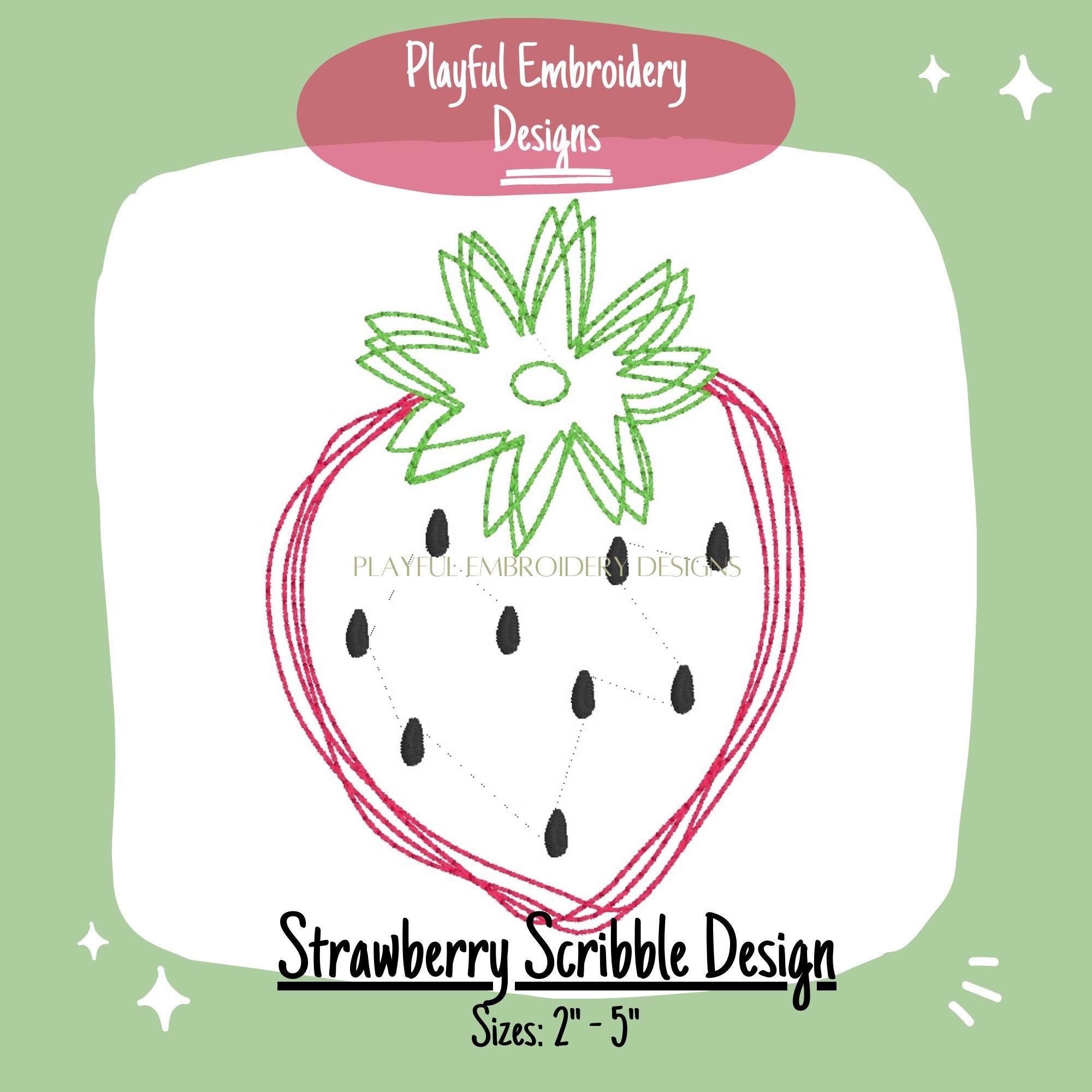 Strawberry Scribble Embroidery Design, Quick Stitch Strawberry Doodle Machine Embroidery Design, Strawberry Design, Scribble Fruit Design