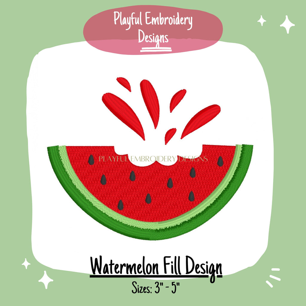 Watermelon Machine Embroidery Design, Fill Stitched Watermelon Embroidery Design, Summer Fruit Embroidery Design, Summer Fill Stitch Design