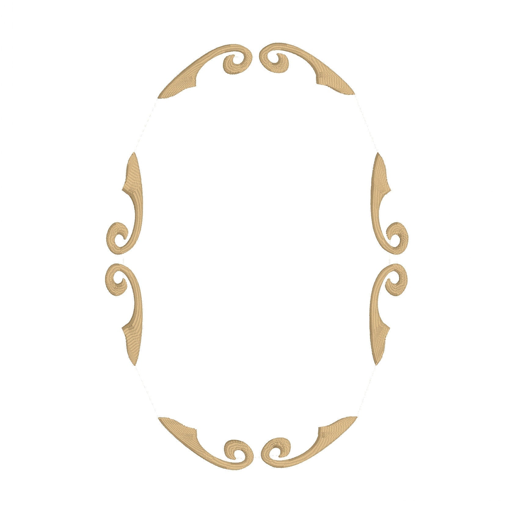 Oval Scroll Monogram Frame Design, Oval Monogram Frame for Machine Embroidery