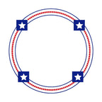 Stars and Stripes Circle Monogram Frame Design, Patriotic Monogram Frame for Machine Embroidery, Star Circle Frame Design