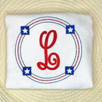 Stars and Stripes Circle Monogram Frame Design, Patriotic Monogram Frame for Machine Embroidery, Star Circle Frame Design