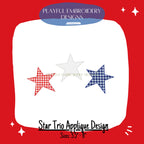 Star Trio Applique Machine Embroidery Design, Bean Stitch Star Applique Trio Design, Bean Stitch Applique Design, Patriotic Applique
