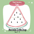 Watermelon Slice Scribble Embroidery Design, Quick Stitch Watermelon Doodle Machine Embroidery Design, Scribble Fruit Design