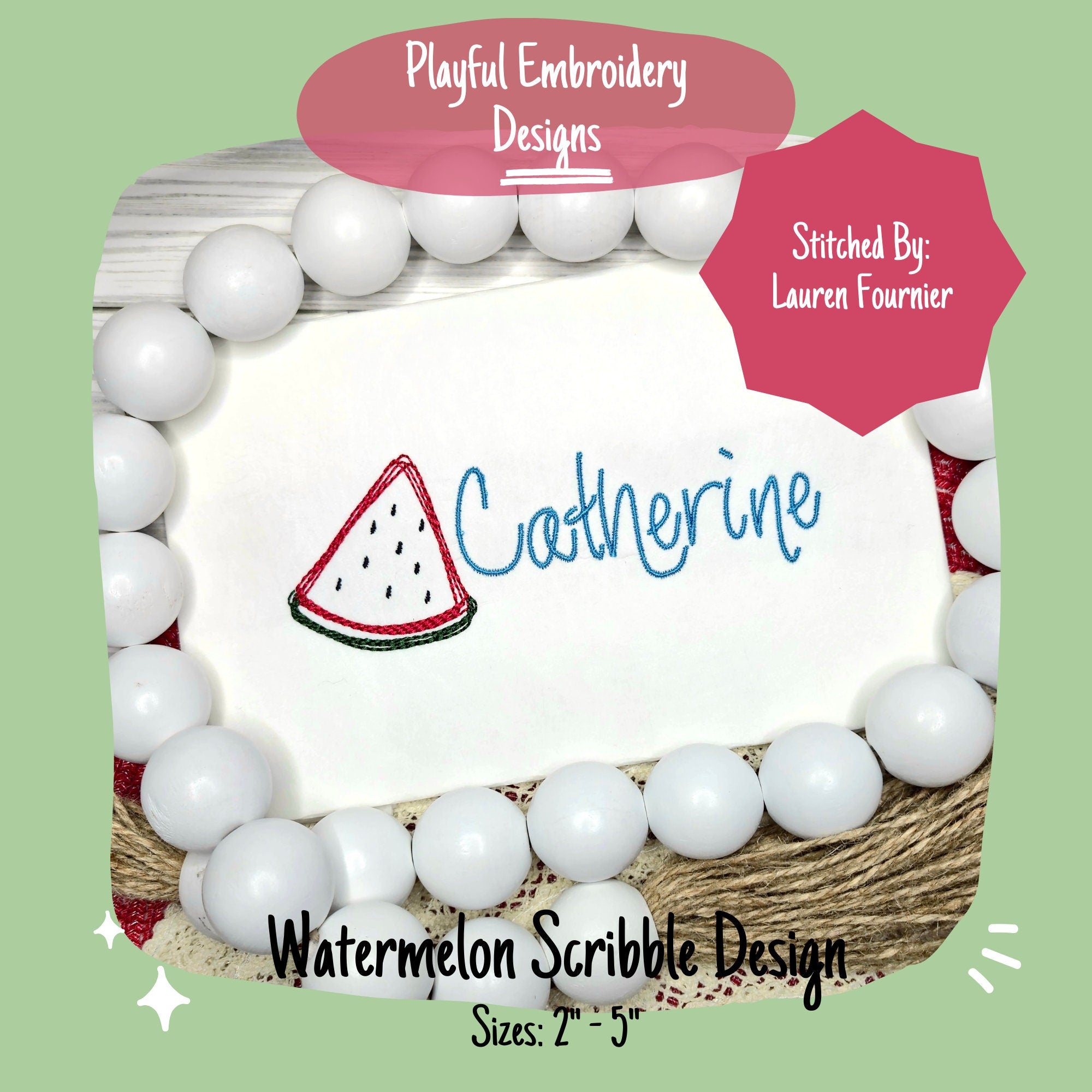 Watermelon Slice Scribble Embroidery Design, Quick Stitch Watermelon Doodle Machine Embroidery Design, Scribble Fruit Design