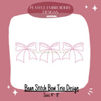 Bow Trio Machine Embroidery Design, Bean Stitch Bow Trio Design, Vintage Bow Design