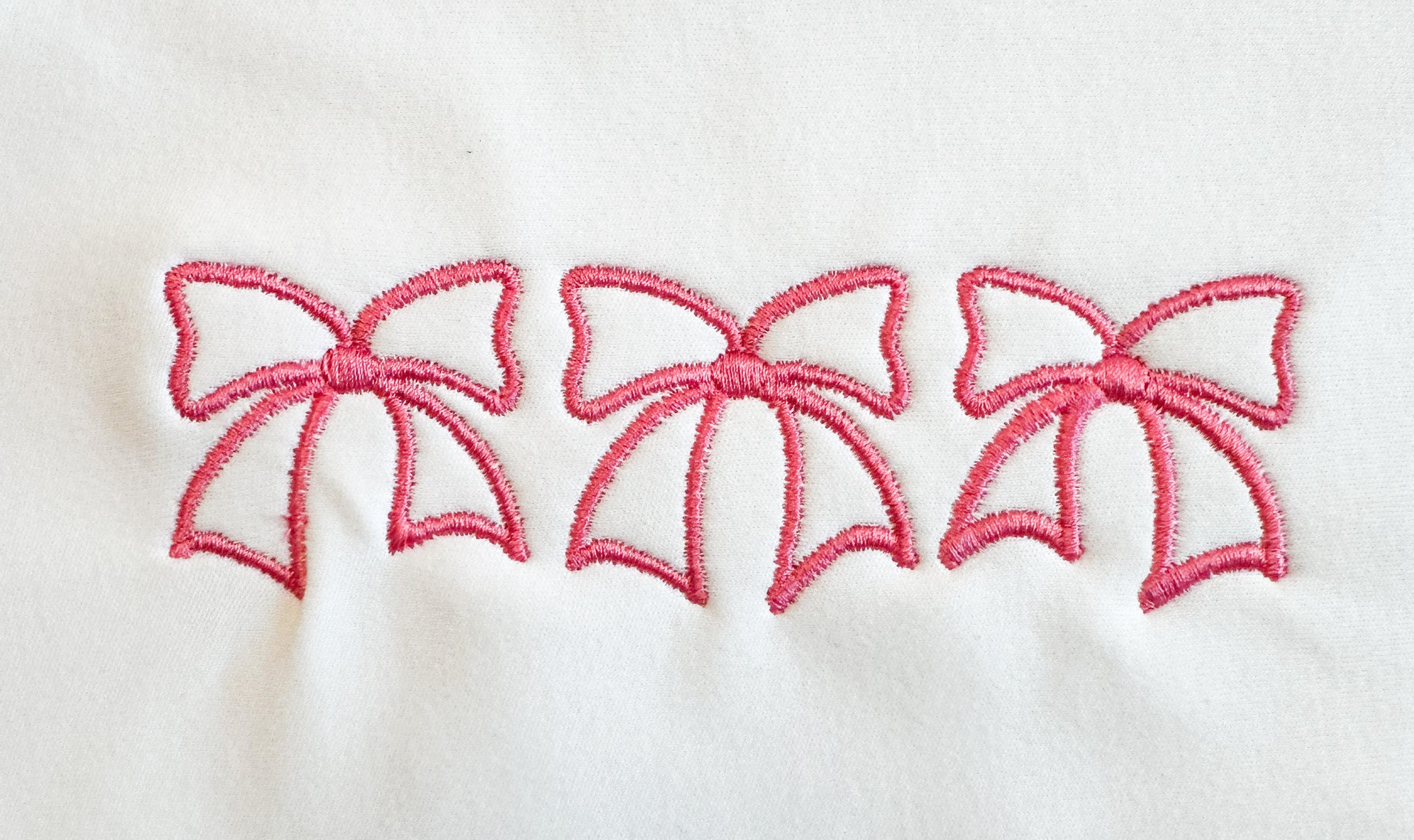 Satin Stitch Bow Trio Design, Bow Trio Machine Embroidery Design, Vintage Bow Design