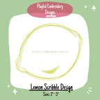 Lemon Scribble Embroidery Design, Quick Stitch Lemon Doodle Machine Embroidery Design, Scribble Fruit Design