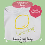 Lemon Scribble Embroidery Design, Quick Stitch Lemon Doodle Machine Embroidery Design, Scribble Fruit Design