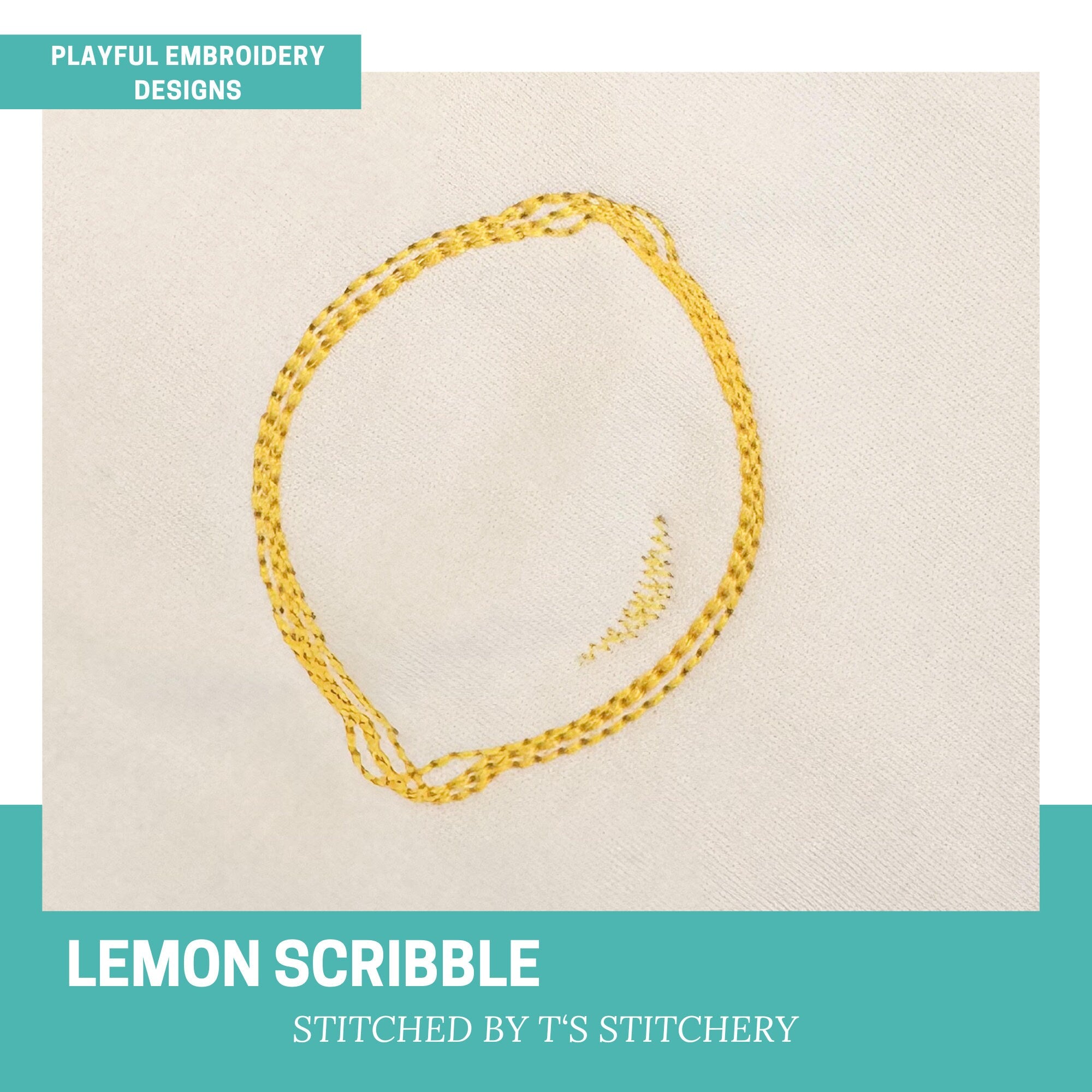 Lemon Scribble Embroidery Design, Quick Stitch Lemon Doodle Machine Embroidery Design, Scribble Fruit Design