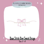Bean Stitch Bow Swash Machine Embroidery Design, Bean Stitch Bow Add On Embroidery Design, Monogram Add On Design
