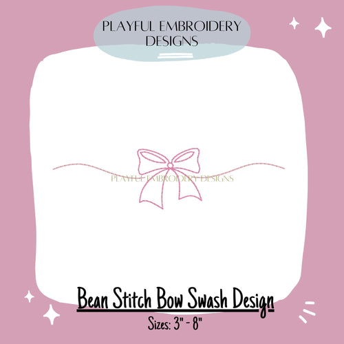 Bean Stitch Bow Swash Machine Embroidery Design, Bean Stitch Bow Add On Embroidery Design, Monogram Add On Design