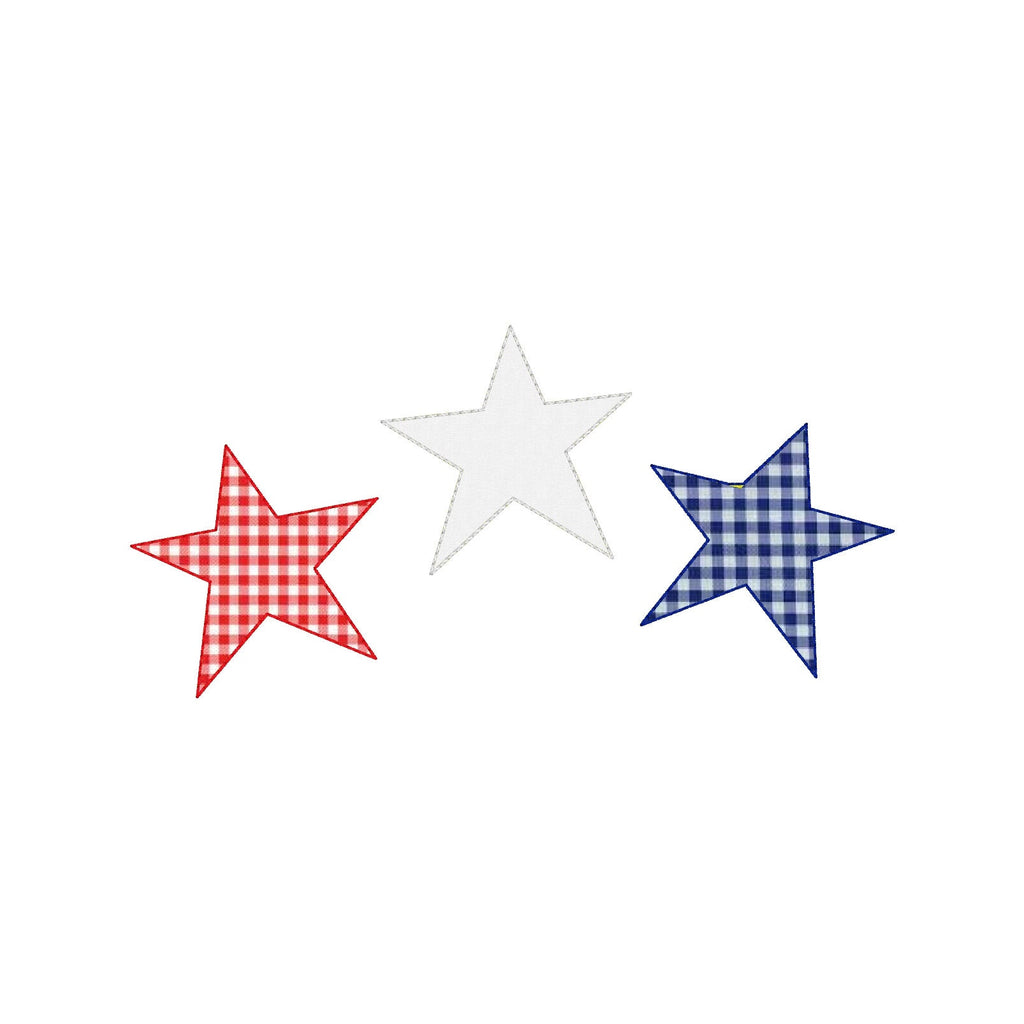 Star Trio Applique Machine Embroidery Design, Bean Stitch Star Applique Trio Design, Bean Stitch Applique Design, Patriotic Applique