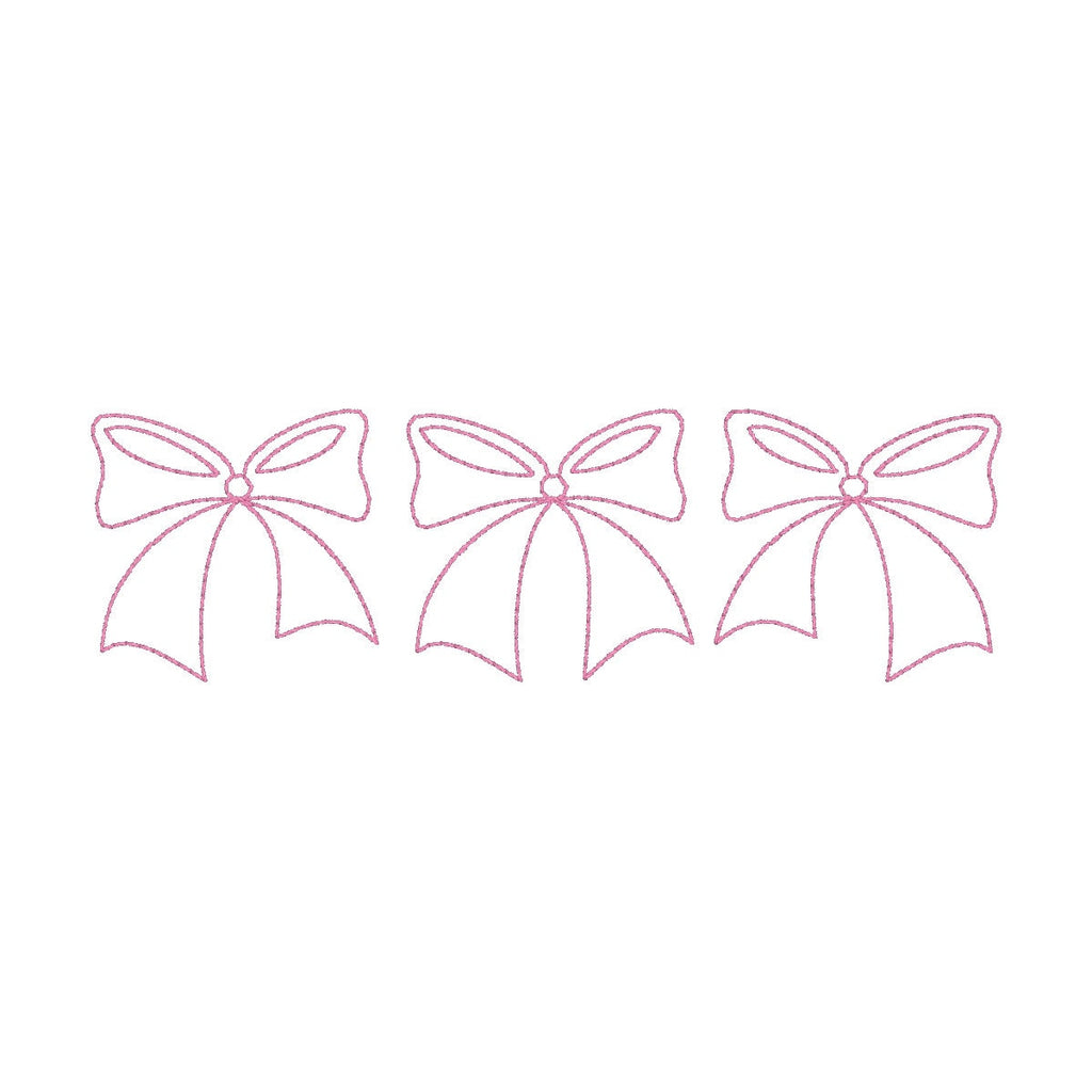Bow Trio Machine Embroidery Design, Bean Stitch Bow Trio Design, Vintage Bow Design