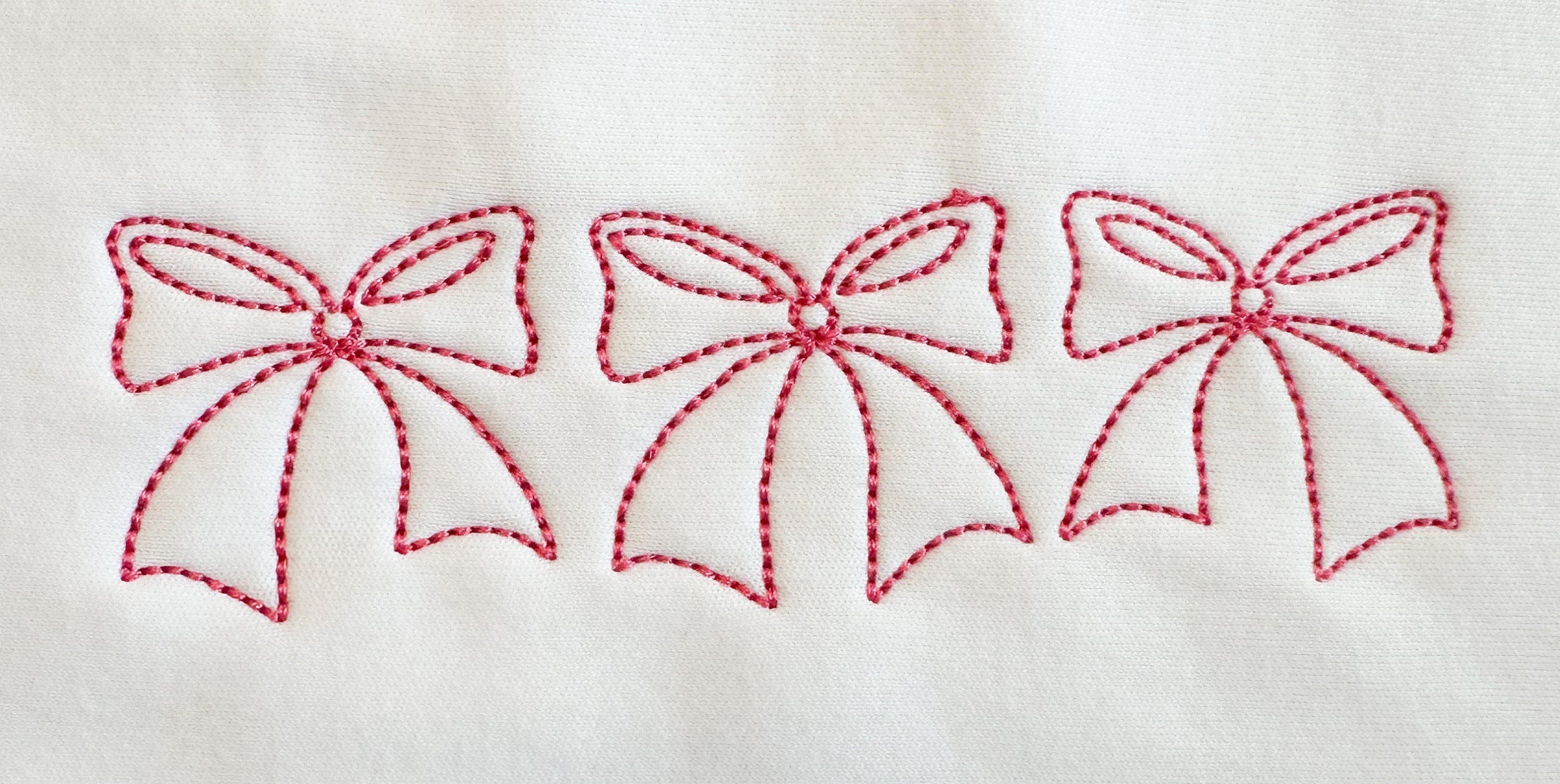 Bow Trio Machine Embroidery Design, Bean Stitch Bow Trio Design, Vintage Bow Design