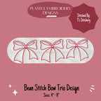 Bow Trio Machine Embroidery Design, Bean Stitch Bow Trio Design, Vintage Bow Design