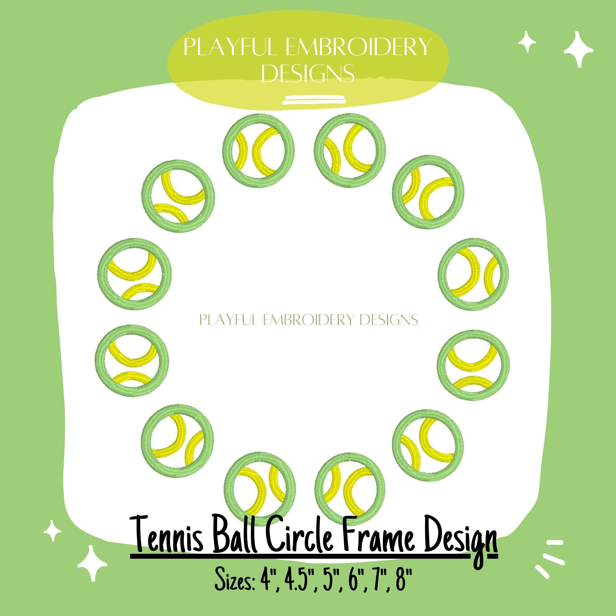 Tennis Circle Monogram Frame Embroidery Design, Tennis Monogram Frame Design, Tennis Ball Design