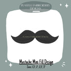 Mustache Mini Embroidery Design, Mustache Filled Mini Embroidery Design
