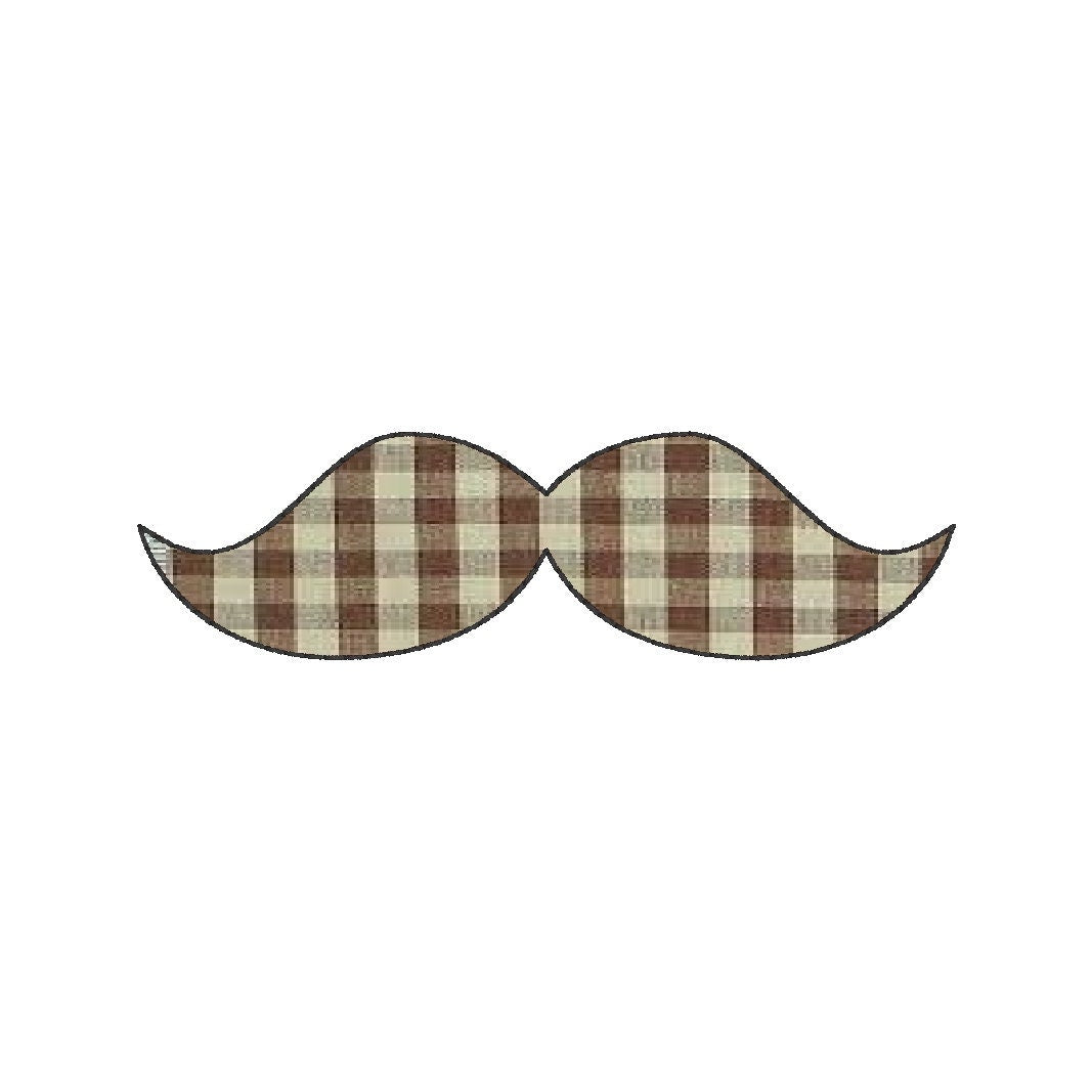 Mustache Bean Stitch Applique Embroidery Design, Mustache Applique Embroidery Design