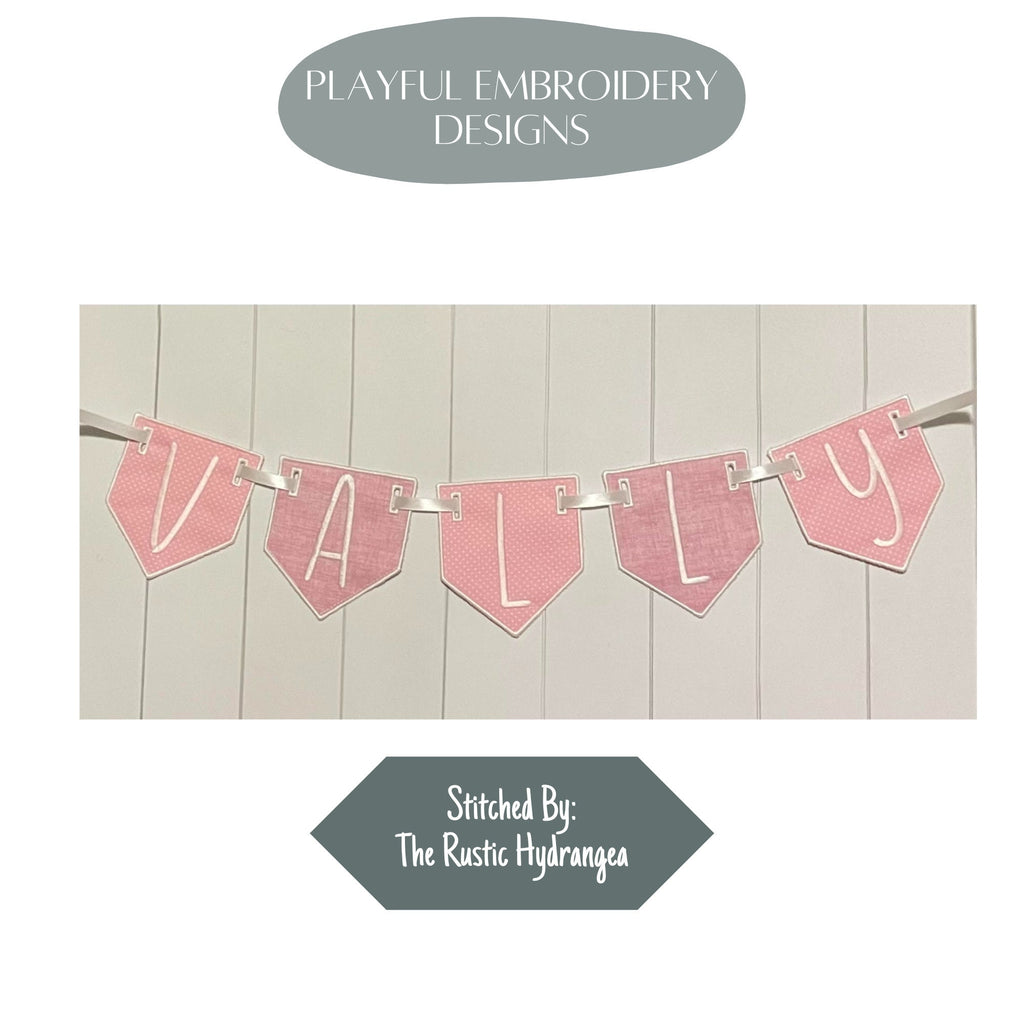 In The Hoop Pennant Banner Machine Embroidery Design, Simple ITH Pennant Banner, 4x4, 5x7, 6x10, 8x8
