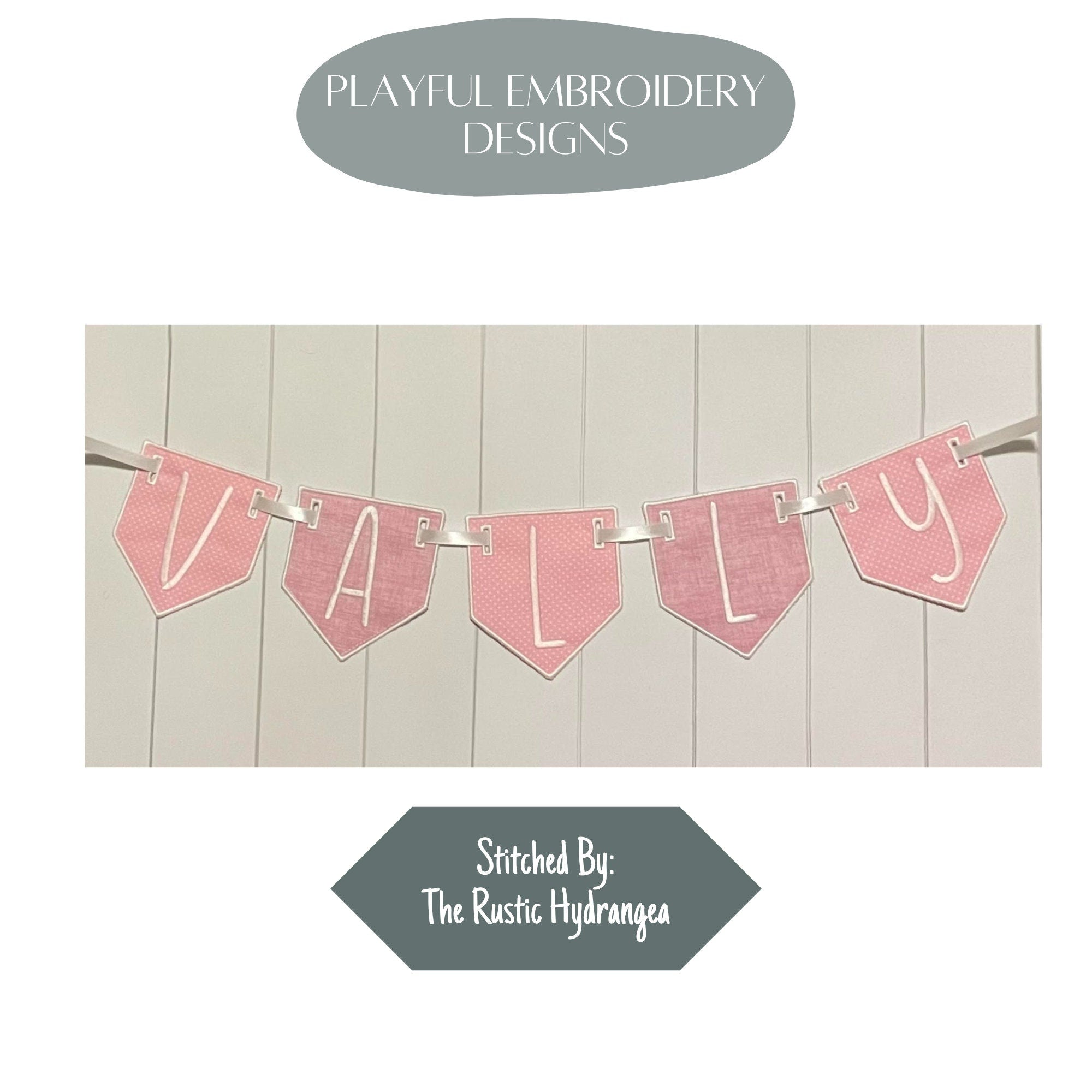 In The Hoop Pennant Banner Machine Embroidery Design, Simple ITH Pennant Banner, 4x4, 5x7, 6x10, 8x8