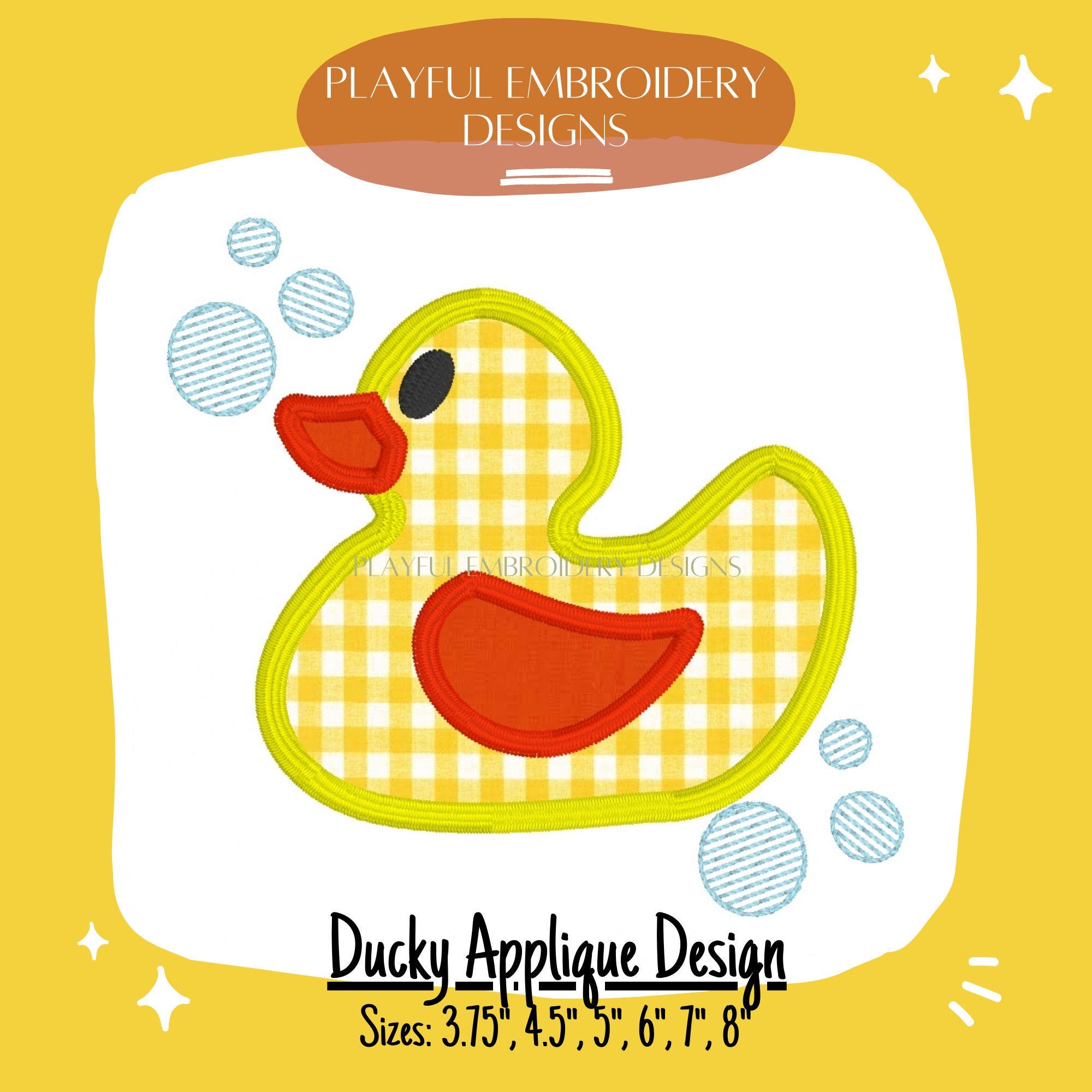 Rubber Duck Applique Machine Embroidery Design, Rubber Ducky Applique Design, Satin Stitch Applique, Quick Stitch, Bath Time Applique Design