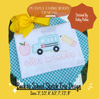 Back to School Sketch Trio Machine Embroidery Design, Back to School Sketch Design, School Trio Design, School Bus Sketch Design
