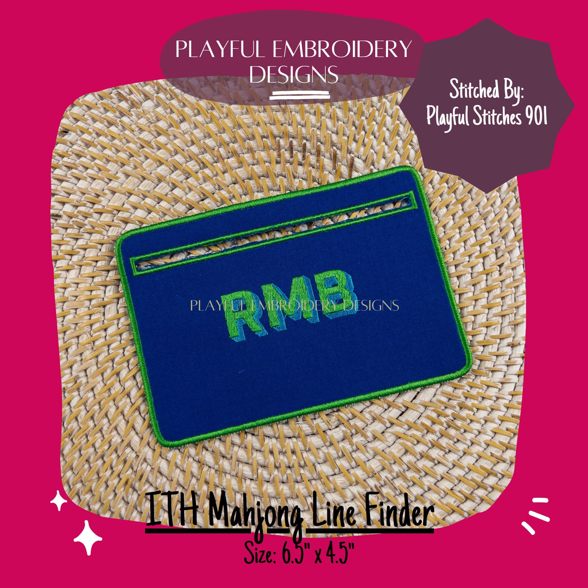 In The Hoop Mahjong Line Finder Machine Embroidery Design, Rectangle ITH Mahj Line Reader, Simple ITH Project, 5x7 hoop