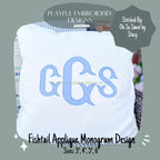 Fishtail Applique Monogram Design, Satin Stitch Fishtail Applique Machine Embroidery Font, 3", 4", 5", 6" font size, BX Monogram Font