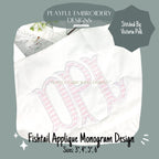 Fishtail Applique Monogram Design, Satin Stitch Fishtail Applique Machine Embroidery Font, 3", 4", 5", 6" font size, BX Monogram Font