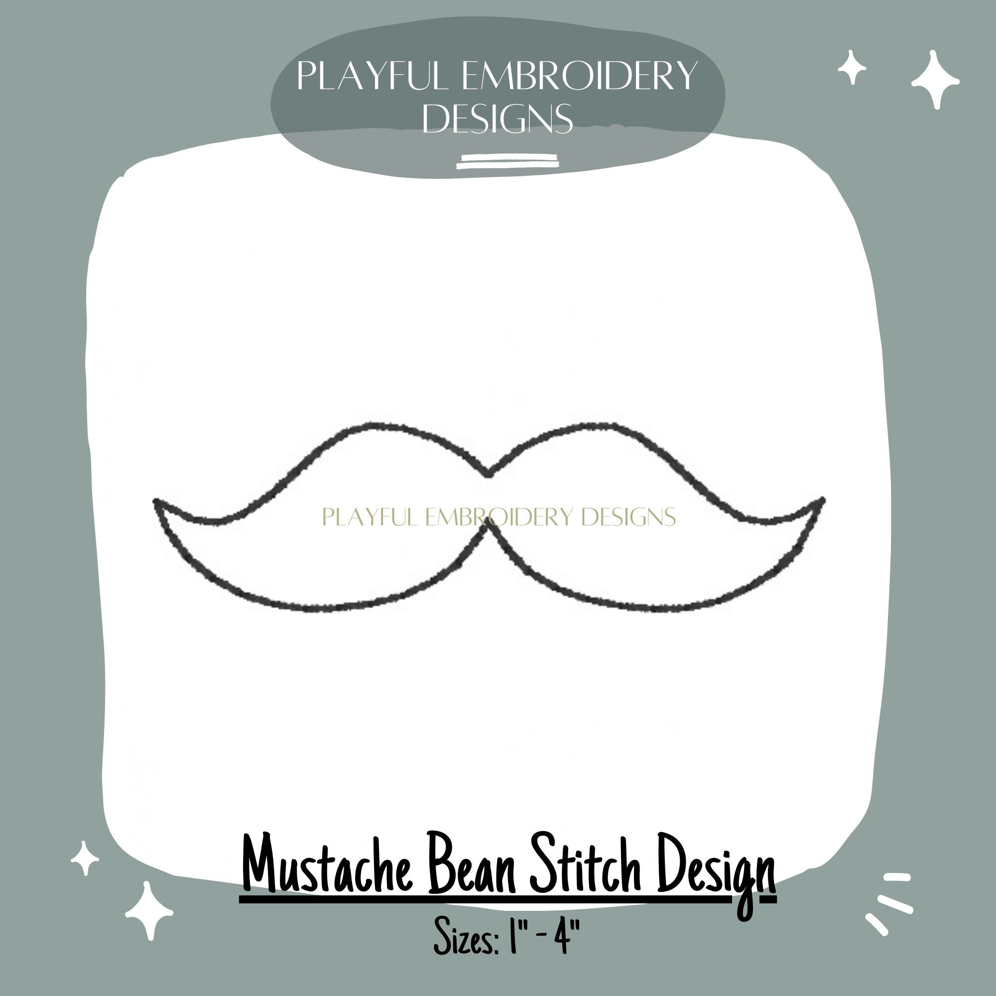 Mustache Outline Embroidery Design, Mustache Outline Embroidery Design