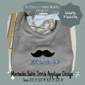 Mustache Satin Stitch Applique Embroidery Design, Mustache Applique Embroidery Design