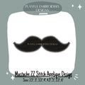 Mustache Zig Zag Stitch Applique Embroidery Design, Mustache Applique Embroidery Design