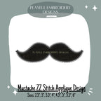 Mustache Zig Zag Stitch Applique Embroidery Design, Mustache Applique Embroidery Design