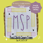 Pencil Sketch Square Monogram Frame for Machine Embroidery, Back to School Monogram Frame Design, Pencil Frame Design, Back to School Design
