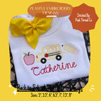 Back to School Sketch Trio Machine Embroidery Design, Back to School Sketch Design, School Trio Design, School Bus Sketch Design