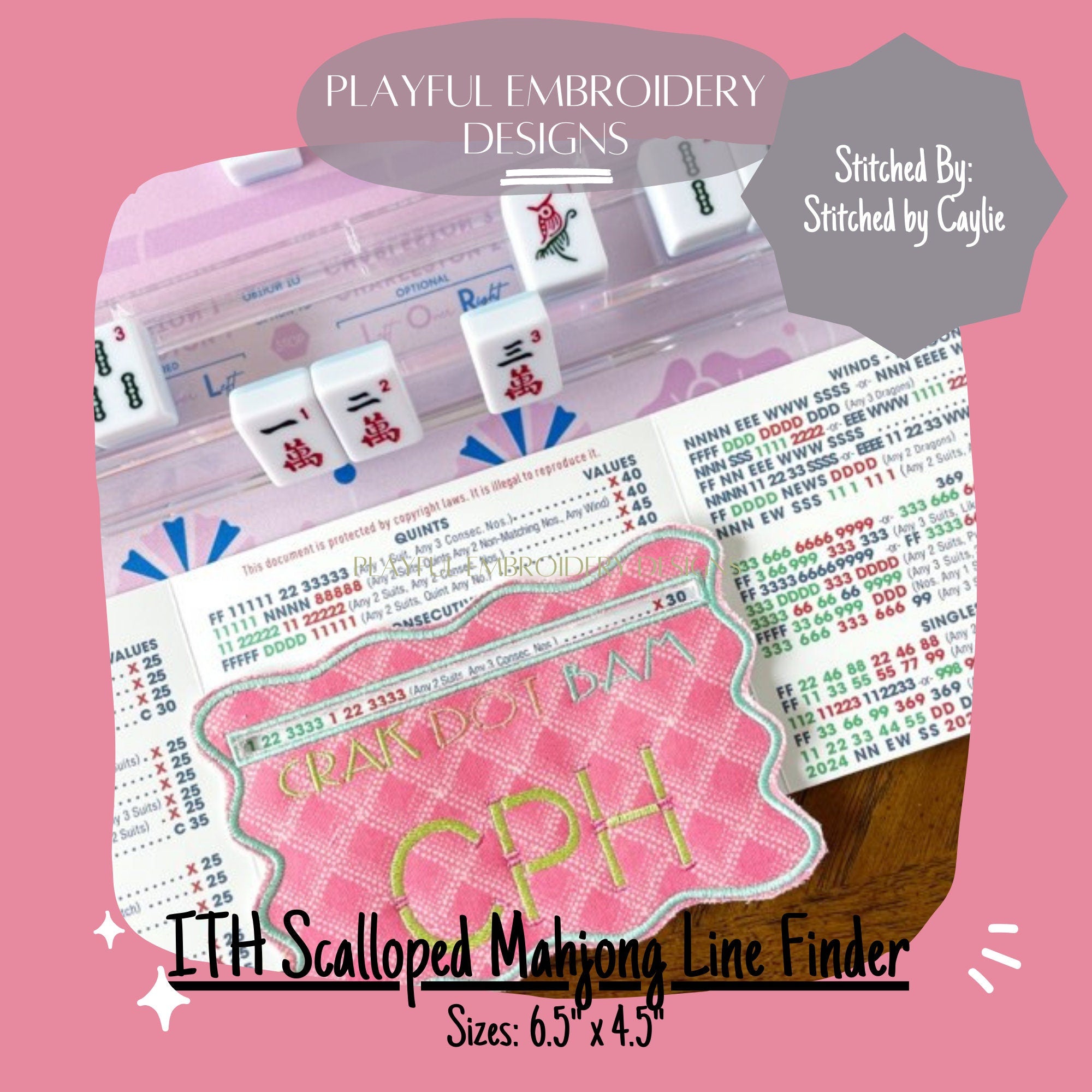 Scalloped In The Hoop Mahjong Line Finder Machine Embroidery Design, ITH Mahj Line Reader, Simple ITH Project, 5x7 hoop